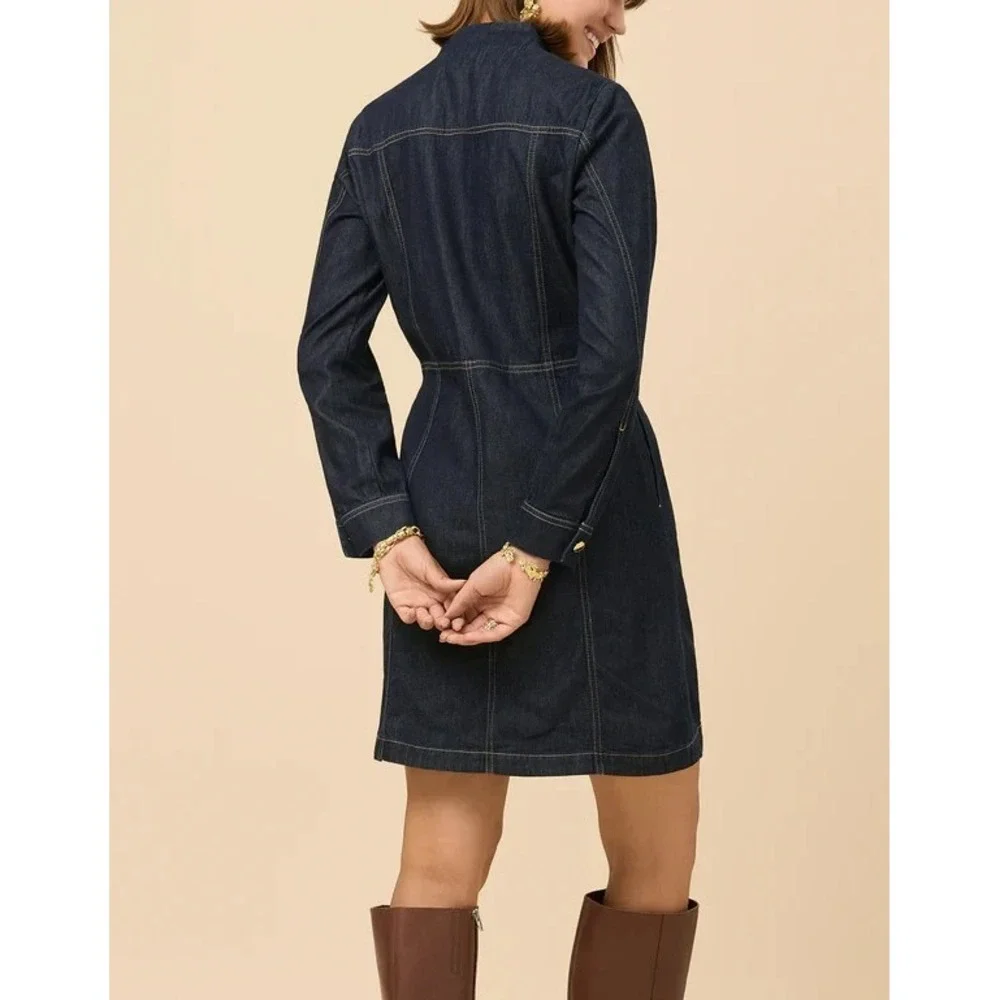 Spartina 449 Morgan Dark Blue Y2K Old Money Denim Quiet Luxury L Urban Dress - Picture 5 of 10